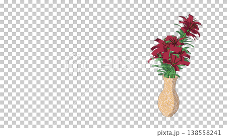 3D illustration of a vase decorated with a red bouquet. 138558241