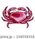 Watercolor illustration of a bright pink and purple crab. Cute marine crustacean. Bright illustrations, suitable for sea travel, cheerful summer designs, textiles, summer clothing. Print for kids 138558358