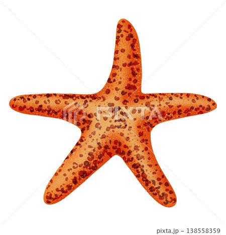 Watercolor illustration of starfish. Vibrant sea star. Bright illustrations, suitable for sea travel, cheerful summer designs, textiles, summer and children's clothing. Print for kids 138558359