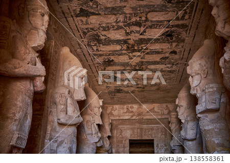 Abu Simbel, Aswan, Egypt- February 10 2025: interior daylight shot showing The Great Hall of columns inside the Great Temple of Ramesses II part of Abu Simbel Temples in Abu Simbel Aswan, Egypt Abu Simbel, Aswan, Egypt- February 10 2025: interior daylight shot showing The Great Hall of columns inside the Great Temple of Ramesses II part of Abu Simbel Temples in Abu Simbel Aswan, Egypt 138558361