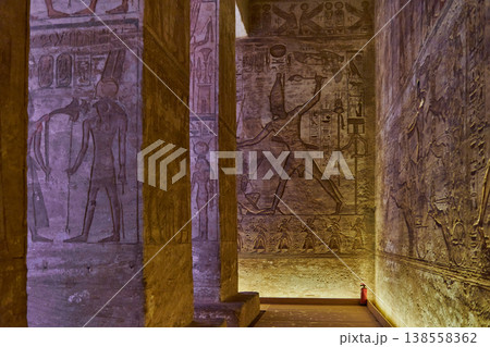 Abu Simbel, Aswan, Egypt- February 10 2025: Abu Simbel Temples in Abu Simbel Aswan, Egypt interior daylight shot Abu Simbel, Aswan, Egypt- February 10 2025: Abu Simbel Temples in Abu Simbel Aswan, Egypt interior daylight shot 138558362
