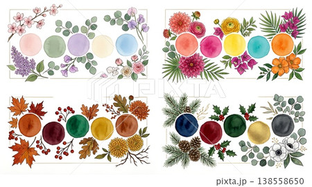 シーズン別ウェディングカラーパレット ブライダル配色 138558650