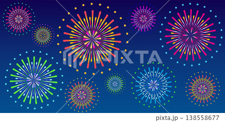 打ち上げ花火の背景イラスト 138558677
