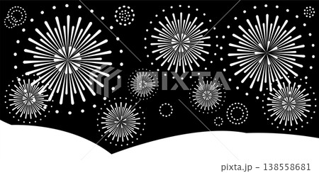打ち上げ花火の背景イラスト 138558681