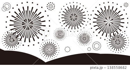 打ち上げ花火の背景イラスト 138558682