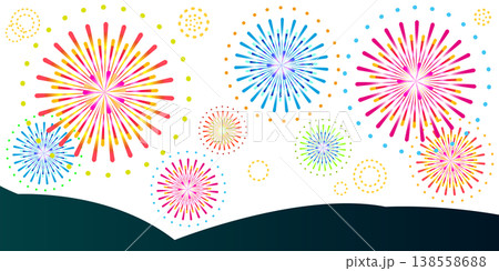 打ち上げ花火の背景イラスト 138558688