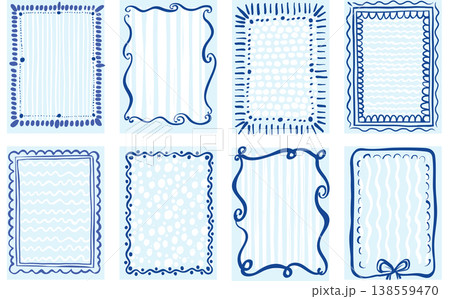 Blue Cute Frames Set with Bows and Patterns Blue Cute Frames Set with Bows and Patterns 138559470