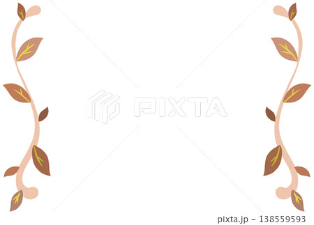 オレンジ色の葉っぱのシンプルフレーム 138559593