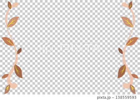 オレンジ色の葉っぱのシンプルフレーム 138559593
