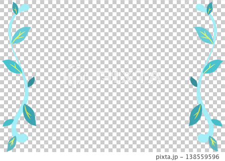 Simple frame with light blue leaves 138559596
