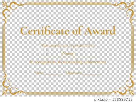 Gold Certificate/Award Template | Decorative Frame High-Quality Vector Material Gold Certificate/Award Template | Decorative Frame High-Quality Vector Material 138559715