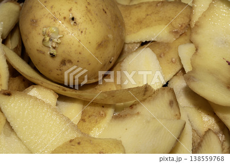 Close up of potato peelings ready to be composted 138559768