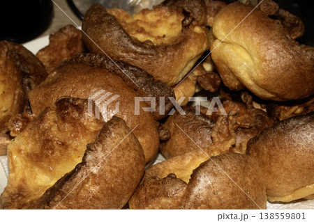 Close up of home make Yorkshire pudding roasted batter for Sunday roast dinner Close up of home make Yorkshire pudding roasted batter for Sunday roast dinner 138559801