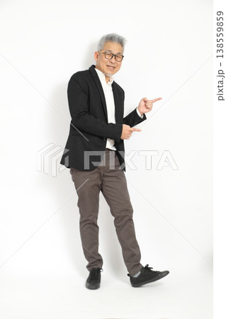 Pointing to the Side with Both Hands Pointing to the Side with Both Hands 138559859