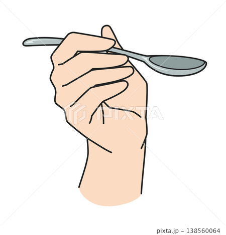 スプーンを持つ手のイラスト 138560064