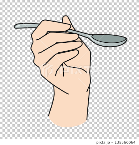 スプーンを持つ手のイラスト 138560064