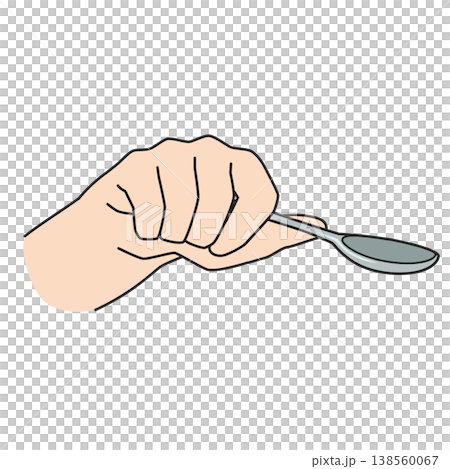 スプーンを握る手のイラスト スプーンを握る手のイラスト 138560067