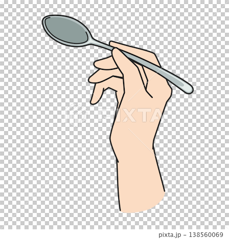 スプーンを持つ手のイラスト スプーンを持つ手のイラスト 138560069