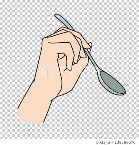スプーンを持つ手のイラスト 138560070