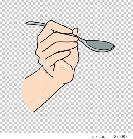 一手拿著湯匙的插圖 138560073