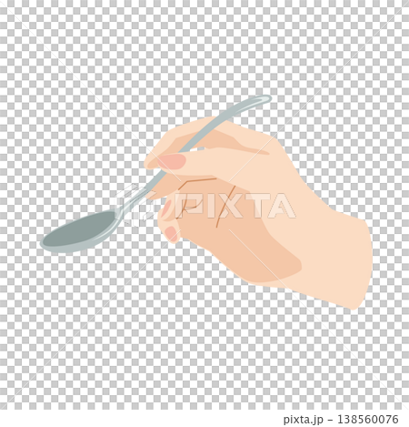 一手拿著湯匙的插圖 138560076