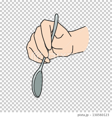 スプーンを持つ手のイラスト スプーンを持つ手のイラスト 138560123
