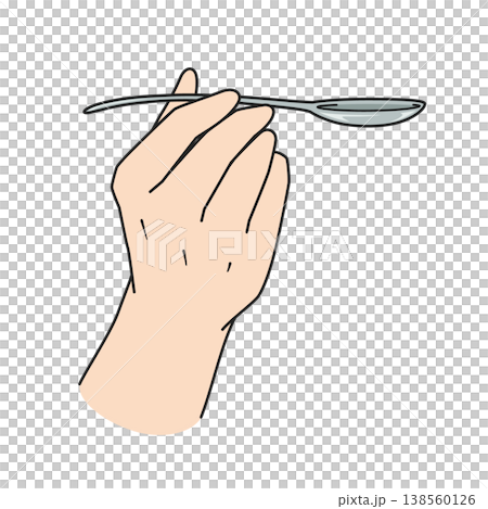 スプーンを持つ手のイラスト スプーンを持つ手のイラスト 138560126