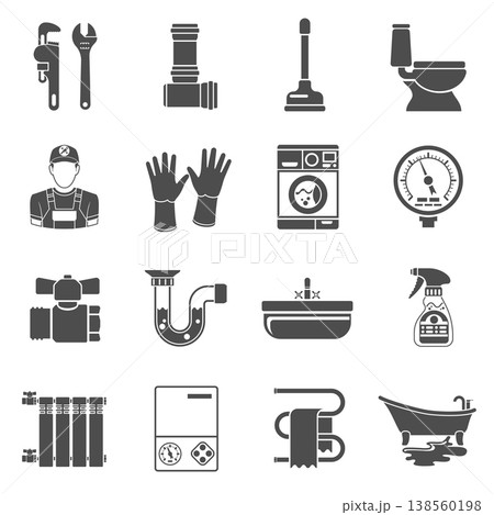 Plumbing Service Icons Set Plumbing Service Icons Set 138560198