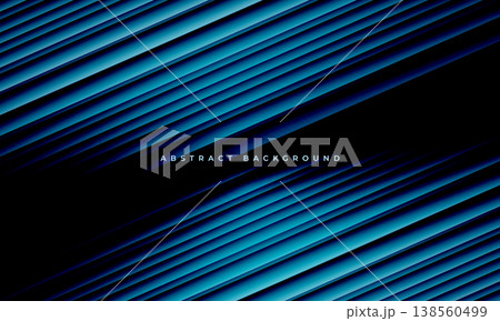 Blue diagonal ribbons creating dynamic depth, metallic sheen and glowing edges, layered gradients and motion blur suggesting sleek high tech atmosphere, neon highlights reflecting across glossy 138560499