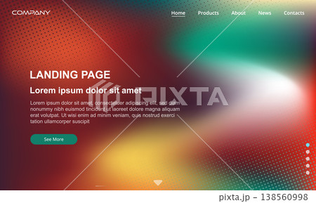 Vibrant abstract landing page background showcasing blurred gradient lights and soft glow, subtle bokeh highlights, sleek hero header layout with placeholder call to action, modern website mockup 138560998