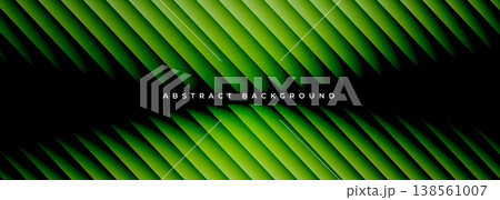 Vibrant green diagonal abstract background with leaflike stripes and glossy gradients, ideal for eco campaigns, sustainable product packaging, and naturefocused web headers conveying fresh, modern 138561007