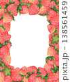 Rectangular frame with ripe, juicy strawberries. Summer frame with wild or garden berries in cartoon style for cards, posters, albums. Hand-drawn watercolor illustration isolated on white background 138561459