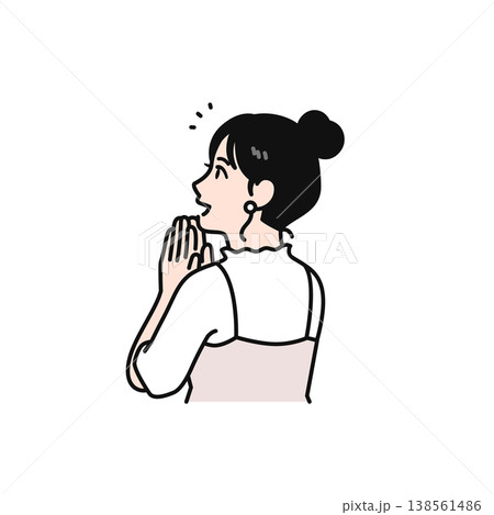 説明を聞くまとめ髪の若い女性のシンプルなベクターイラスト素材 説明を聞くまとめ髪の若い女性のシンプルなベクターイラスト素材 138561486