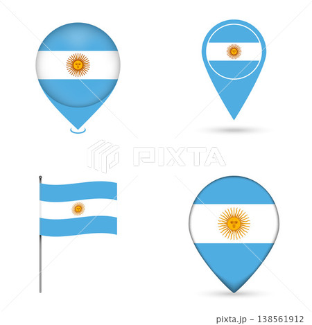 Argentina Flag Map Pin Icons Set Collection. 138561912