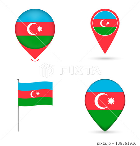 Azerbaijan Flag Map Pin Icons Set Collection. Azerbaijan Flag Map Pin Icons Set Collection. 138561916