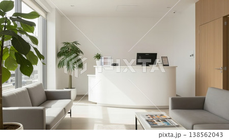 受付カウンターのあるオフィスロビー 138562043