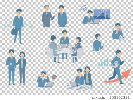 働く男性新入社員のイラストセット 138562351