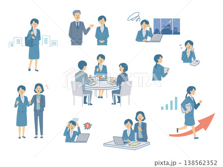 働く女性新入社員のイラストセット 138562352