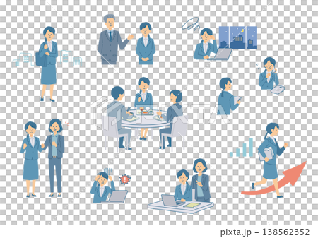 働く女性新入社員のイラストセット 138562352
