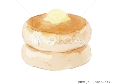 水彩風のふわふわパンケーキのイラスト 138562635