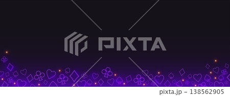 Neon gambling casino border, poker card signs Neon gambling casino border, poker card signs 138562905