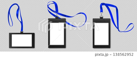 Id badge mockup, black leather card holder Id badge mockup, black leather card holder 138562952