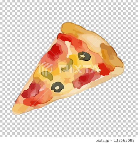 水彩風のピザのイラスト 138563098