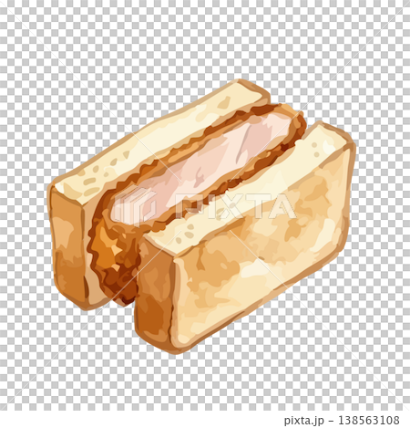 Watercolor-style illustration of a katsu sandwich Watercolor-style illustration of a katsu sandwich 138563108