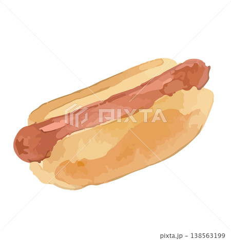 水彩風のホットドッグのイラスト 水彩風のホットドッグのイラスト 138563199