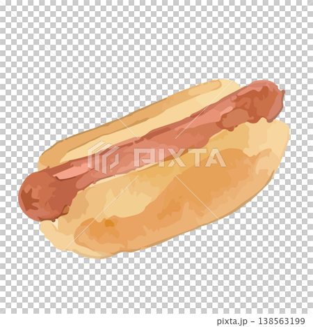 水彩風格熱狗插畫 138563199