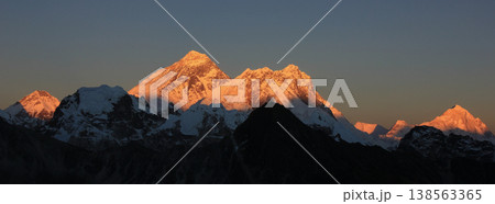 Roof of the world at sunset. Mount Everest and other high mountains, Nepal. Roof of the world at sunset. Mount Everest and other high mountains, Nepal. 138563365