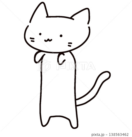 伸びた猫のイラスト（白猫 / かわいい / 動物 / ワンポイント） 138563462