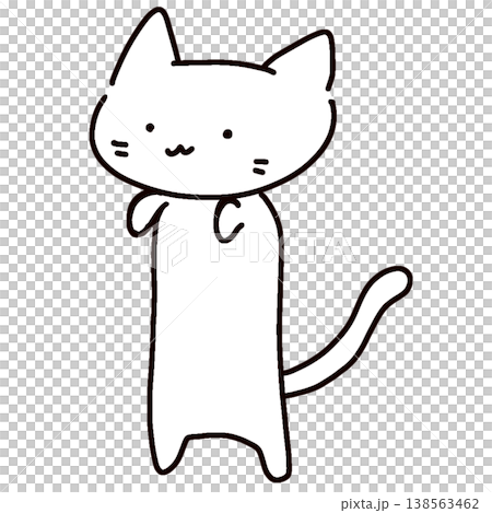 伸びた猫のイラスト（白猫 / かわいい / 動物 / ワンポイント） 138563462