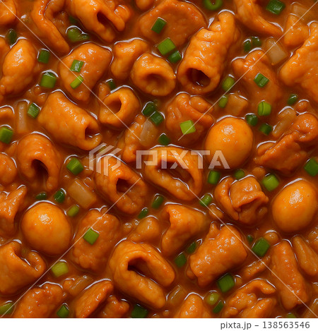 味噌のコクと旨味が染み渡る熱々のもつ煮込みテクスチャ 138563546